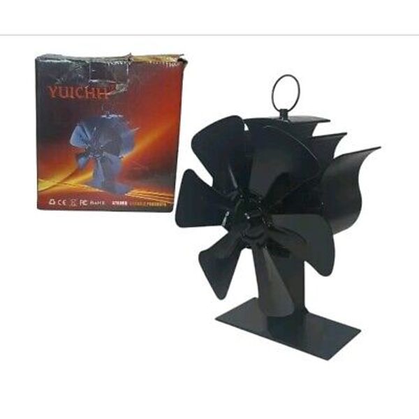 6 Blades Heat Self-Powered Wood Stove Fan Top Burner Fireplace Silent Eco Fan