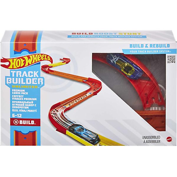 Hot Wheels Toy Car Track Set, Track Builder Unlimited Playset Premium Curve Pack