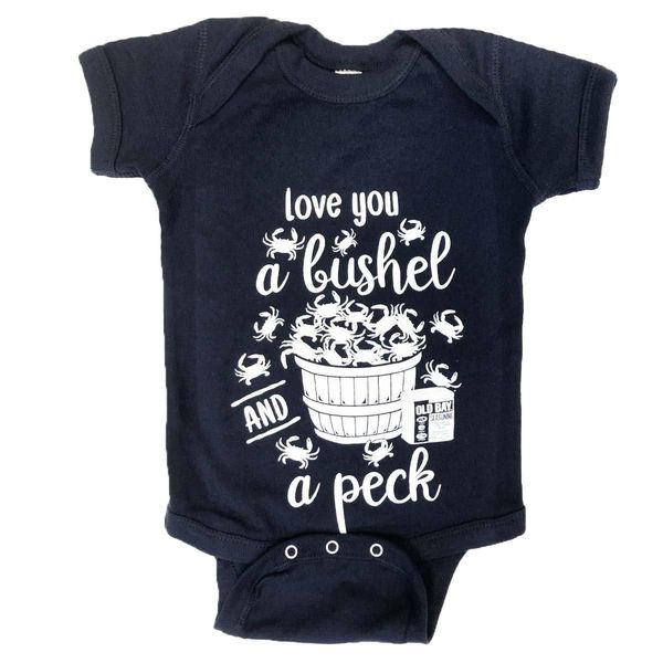 Love You A Bushel & A Peck (Navy) / Baby Onesie - 24 Months / Blue