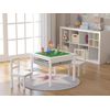 UTEX Wooden 2 in 1 Kids Construction Play Table and 2 Chairs Set with Storage Drawers, and Built in Plate Compatible with Lego and Duplo Bricks (White with Grey Drawers)
