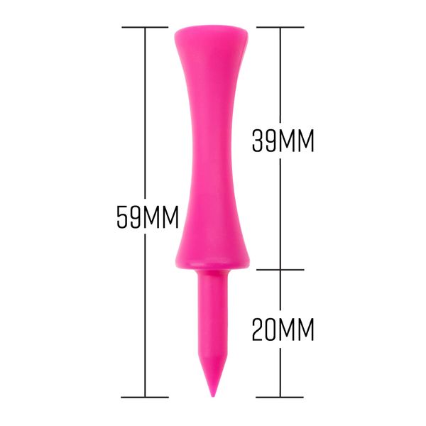 ECADDIE Pink 59mm Plastic Castle Golf Tees (100 Pack)