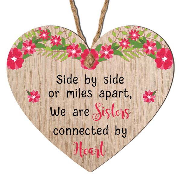 Pixie's Gift Handmade Laser-Cut Oak Veneer Printed Colour Sister Plaque – Heartfelt Quote, UK Crafted, Gift for Sisters
