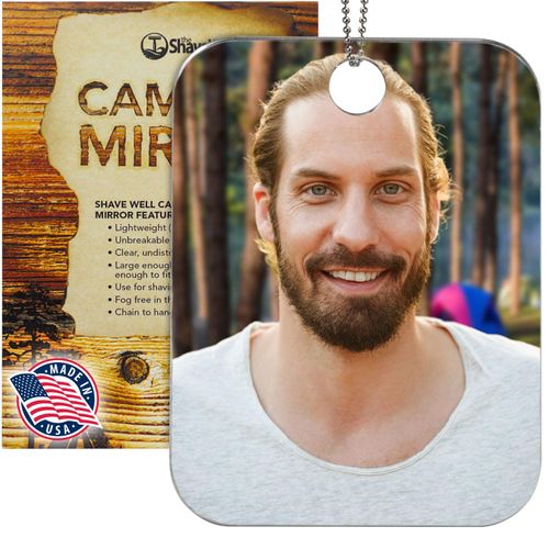 Shave Well Camping Anti-Fog Shaving Mirror | Fogless Hanging Mirror with Chain for Tent, Shower, Signaling, Hiking, and Backpacking | Virtually Unbreakable and Lightweight