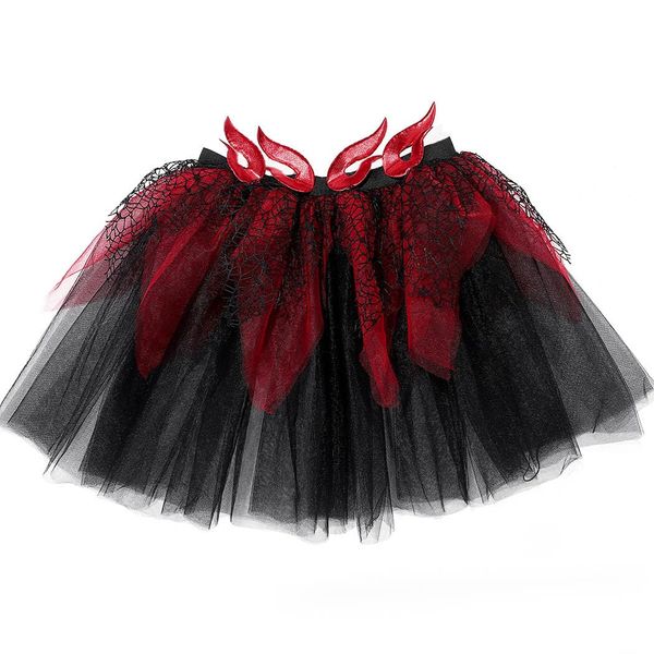 Vatocu Women's Tutu Skirt Retro Petticoat Skirt Adult Tulle Tutu Skirt Ballet Dance Party Skirt Costume Rave Outfits for Women Girls (Black and red)