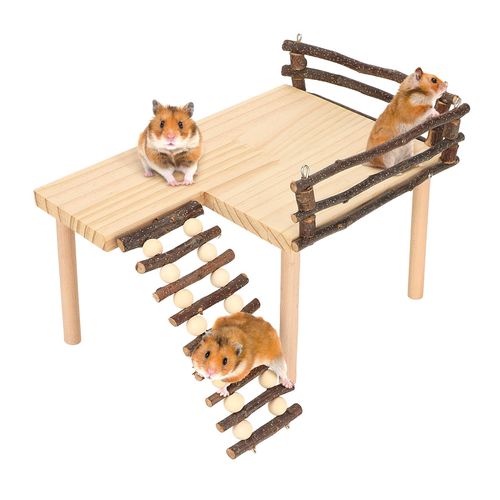 Hamster Climb Kit, Multipurpose Wooden Hamster Playing Activity Small Hamster Activity Playground Climb with Climbing Ladder for Eating Playing Resting