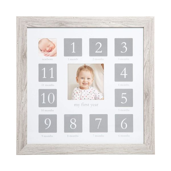 Kate & Milo Deluxe Collage Frame, Dreams Do Come True Gender-Neutral Nursery Wall Décor, Babyprint Keepsake, Gray