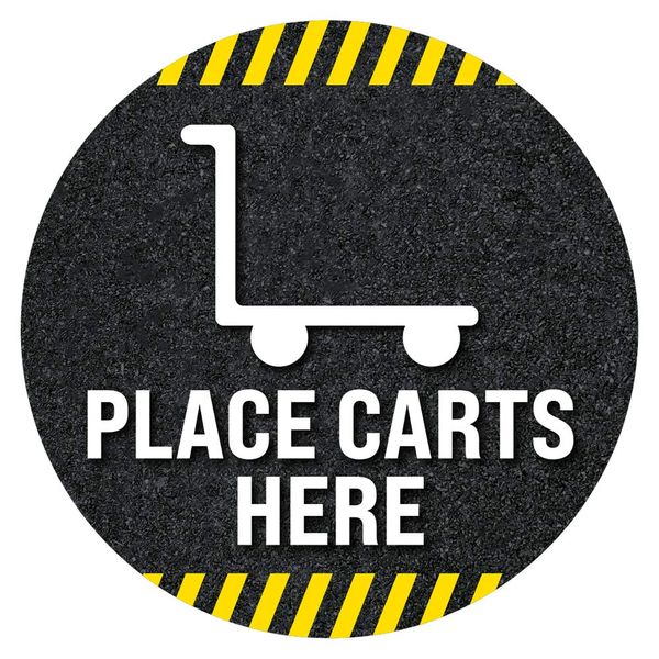 Place Carts Here Floor Decal (Place CARTS HERE, 15")
