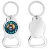 Stained Glass Wolf Bottle Opener Keychain Round