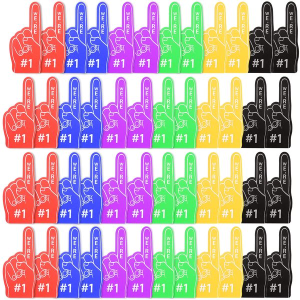 Neo LOONS Mini Foam Fingers,Foam Finger for Sports Themed Birthday Party Supplies,Foam Fingers Bulk Mini Party Favors,Basketball Baseball Football Soccer Team Cheerleader Foam Finger #1 Gifts (48)