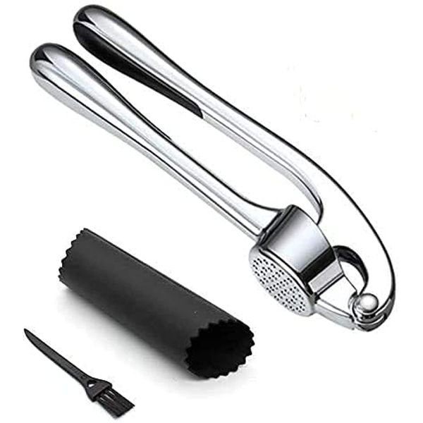 Handheld Garlic Press Mincer Crusher Squeezer with Ergonomic Handle for Kitchen