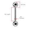 PiercedOff Titanium Straight Barbell with Externally Threaded Solid Balls - Thickness 16GA (1.2mm) / Length 8mm / Ball Sizes 3mm