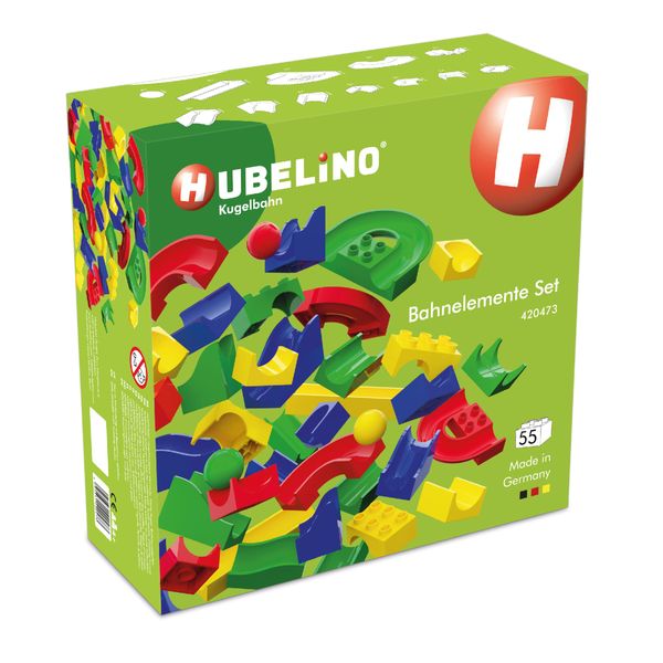 Hubelino 420473 Run Element Expansion set Marble Run, Compatible with Popular Building Block System, 55 pieces, for Ages 4 and Up (Made in Germany)