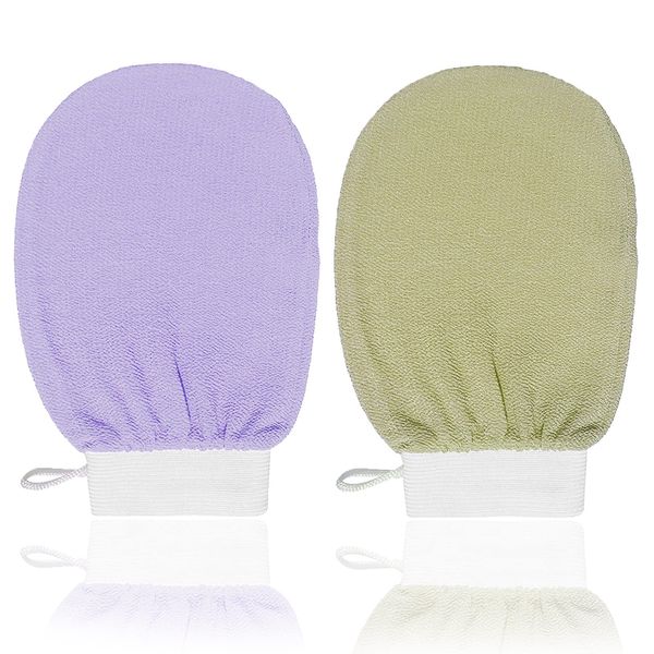 2 Stück Peelinghandschuh Peeling Dusche Handschuh Dusche schrubben Handschuhe Tief Körper Bad Mitt Reinigt Porentief für Körper & Gesicht Duschschwamm für Peeling & Body