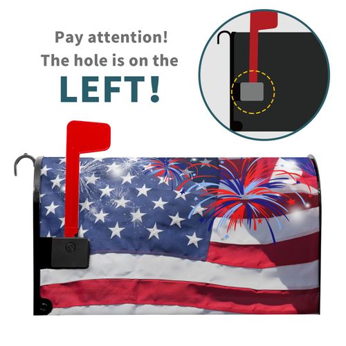 Kcozydecor Fireworks for 4Th of July Independence Day Mailbox Covers Magnetic Standard Size 18"" X 21"",American Flag Patriotic Mailbox Wraps Post Letter Box Cover for Holiday Garden Yard Decor
