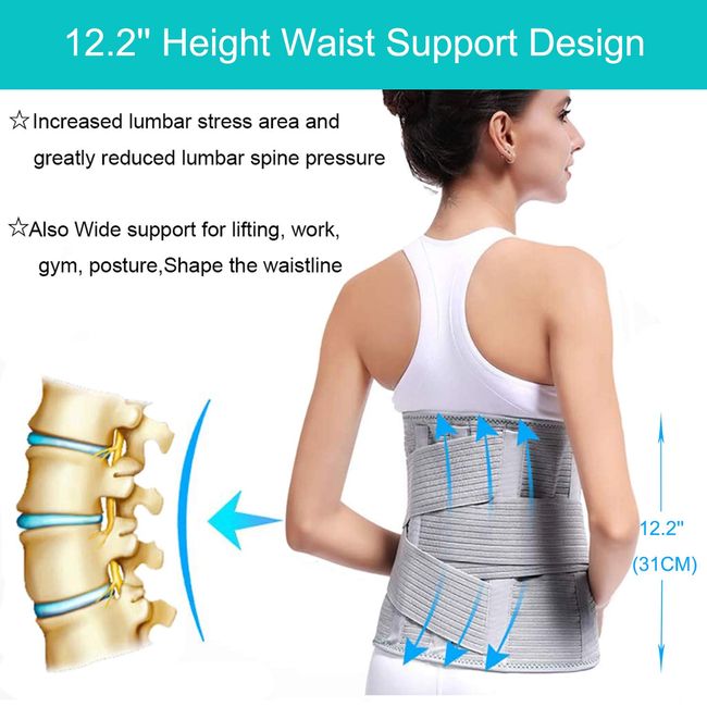 Lower Back Pain Brace Lumbar Support Waist Belt Scoliosis Work Gym