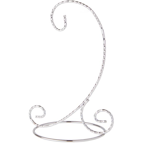 Bard's Twisted Silver-toned Ornament Stand, Small, 7" H x 5.125" W x 5.125" D