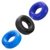 Oxballs - HUJ3 Silicone Penis Ring Set – Stretchy Cock Rings for Men - Tar, Cobalt, Aqua, 3-Pack