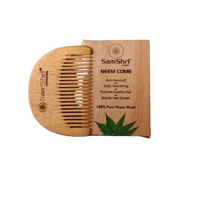 SamShri Organic Pure Neem Wood Comb, Hair Growth, Comb For Men, Women (Beard-U Neem Comb)