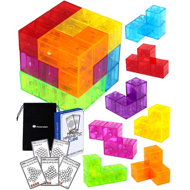 Forest of joy Magnetic Blocks, 3D Puzzle, Magnetic Blocks, Assembly Problem Card, Storage Bag Included