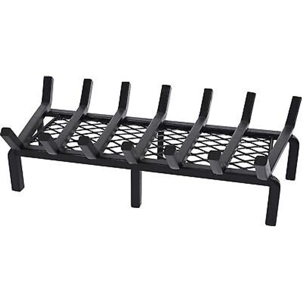 24 Inch Fireplace Grate with Ember Retainer,Cast Iron 24 INCH, Black