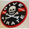 DIVE PIRATE iron-on PATCH SCUBA DIVING skull crossbones EMBROIDERED JOLLY ROGER