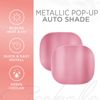 2PC Metallic Pink Premium Reflective Polyester Pop Up Car Windshield Sun Shade