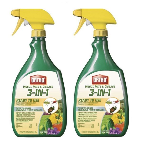 2 ~ Ortho Insect, Mite, & Disease Control 3-In-1 Ready To Use Liquid Spray 24 oz