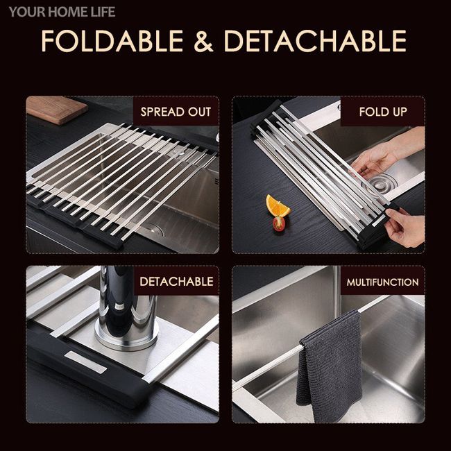 Folding Dish Rack - Dish Drainer Folds Away When Not in Use