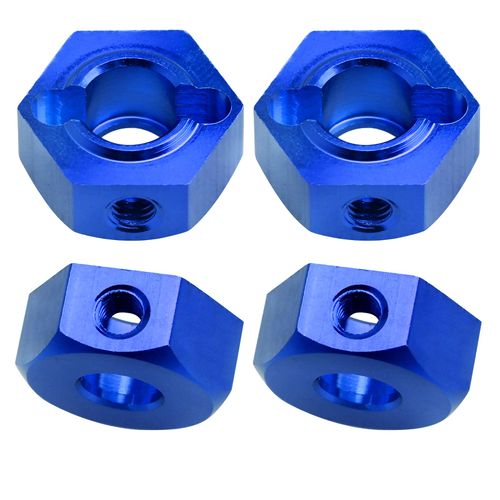 Hobbypark Aluminum 12mm Hex Wheel Hubs Adapters with Locknuts for Arrma 1/10 Granite Voltage MEGA 2WD Granite 4X4 Big Rock Senton, Set of 4 (Blue)