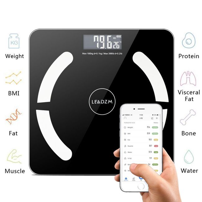 Smart Bluetooth LCD Digital Scale Body Weight Fat BMI Bone Analyzer