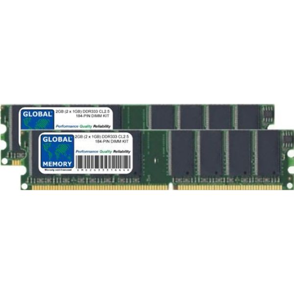 2GB (2 x 1GB) DDR 333MHz PC2700 184-PIN DIMM MEMORY RAM KIT COMPATIBLE WITH PC DESKTOPS/MOTHERBOARDS