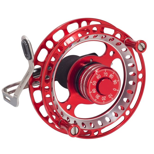 RINOO Fly Reel, Fishing Reel #3/5, Fly Fishing, Aluminum Alloy, CNC Machined, Fishing Gear, Lightweight, River Fishing, Saltwater Fishing, Freshwater Fishing, Simple, Fishing Reel, Spool Outer Diameter 3.5 inches (90 mm), Red