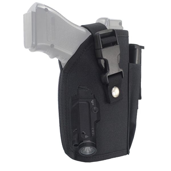 Depring Tactical Belt Holster with Mag Pouch for Handguns with Light or Laser Attachment Universal Outside The Waistband Holster Black