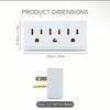 3 Outlet Wall Tap Indoor Extender Grounded AC PowerTravel Adapter Plug
