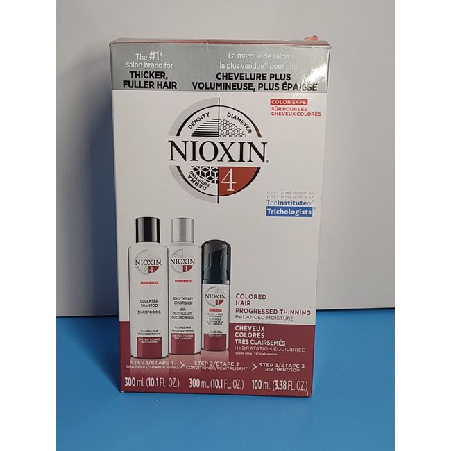 Nioxin System 4 Colored Hair Progressed Thinning 3 Step Kit New Open Box (O)