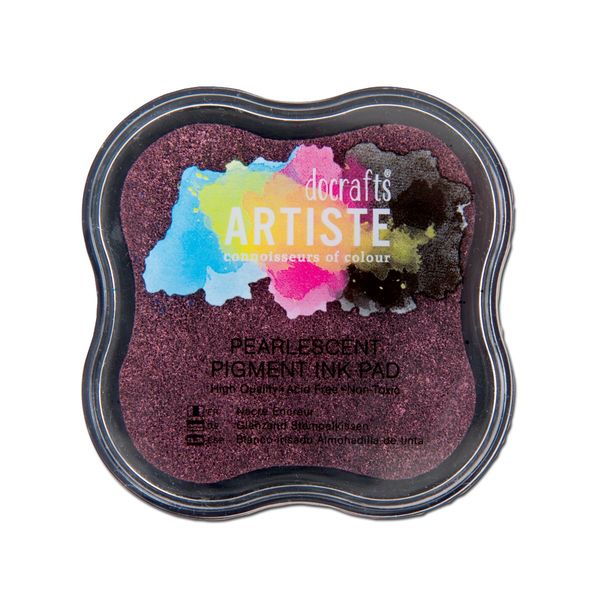 Artiste Pigment Pearlescent Dusky Rose Ink Pad for Stamping, Embossing Powders, Crafting Supplies, Pigmented Use with Clear Stamps, Rubber Stamps, Ink Pads are Safe Non-Toxic Acid-Free Stamptastic