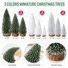 9Pcs Mini Bottle Brush Christmas Trees in 4 Sizes - Green, Silver, White Table Decorations