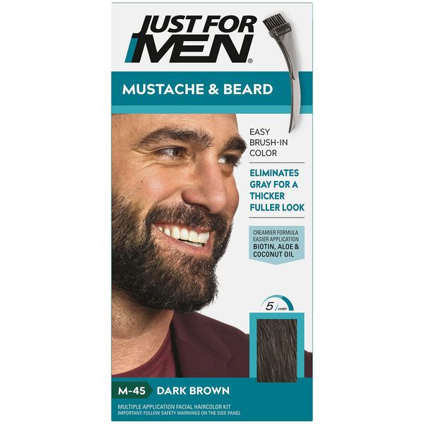 JUST FOR MEN Color Gel Mustache & Beard M-45, Dark Brown 1 Each (Pack of 2)