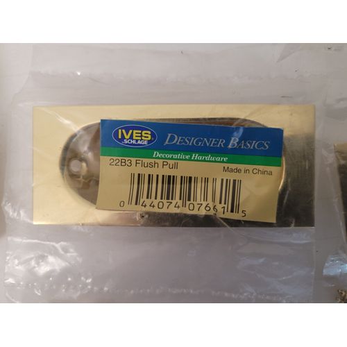 H. B. IVES Schlage 22B3 Flush Pull Solid Brass New for Sliding Door