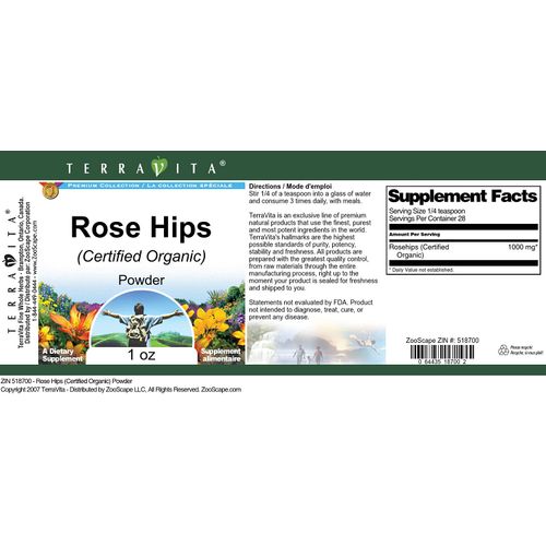 Rose HIPS (Certified Organic) Powder (1 oz, ZIN: 518700)