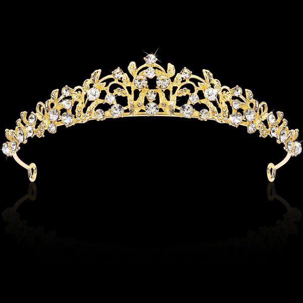 Vovii Gold Tiaras and Crowns for Women, Bride Crown Wedding Tiaras for Bride, Rhinestone Bridal Crown Princess Tiara for Wedding Birthday Costume Halloween Quinceanera