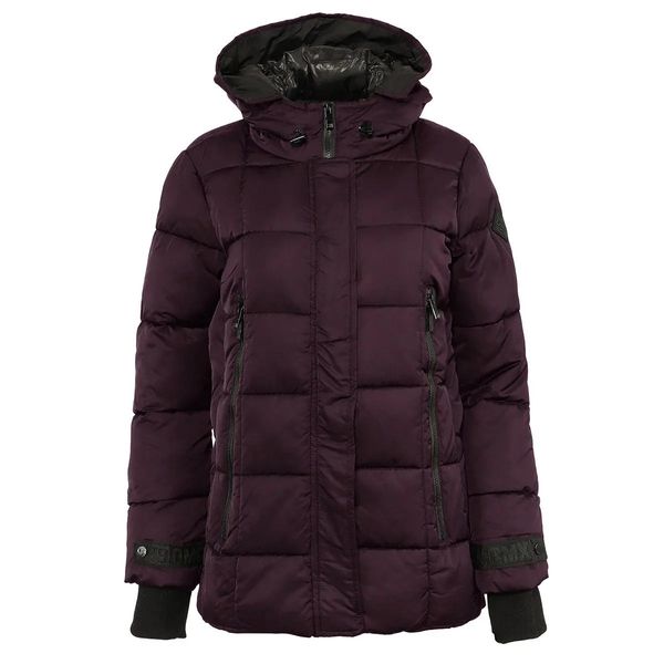 Steve Madden Women's Hooded Puffer Jacket - Merlot / L