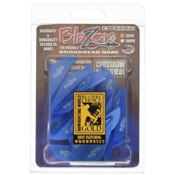 Bohning Blazer Vane (Pack of 36), Satin Blue, 2"