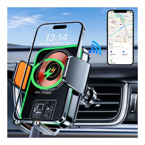 Wireless car Charger Compatible with Apple Find My.Car Charger GPS Tracker,Find My Car.Car Anti-Theft,Hidden Design.No Unknown App Downloads, No Extra Fees.(iOS only)