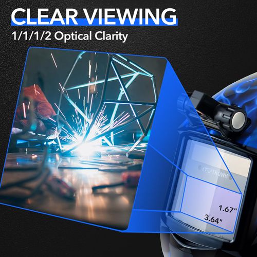 TRQWH Welding Helmet Auto Darkening with Light Welding Hood True Color 1/1/1/2 Top Optical Clarity Welding Mask 2 Arc Sensor Wide Shade 9-13 Welder Helmet with Grinding, Compatible with Cheater lens