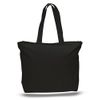 Heavy Canvas Large Tote Bag with Zippered Closure (Black)