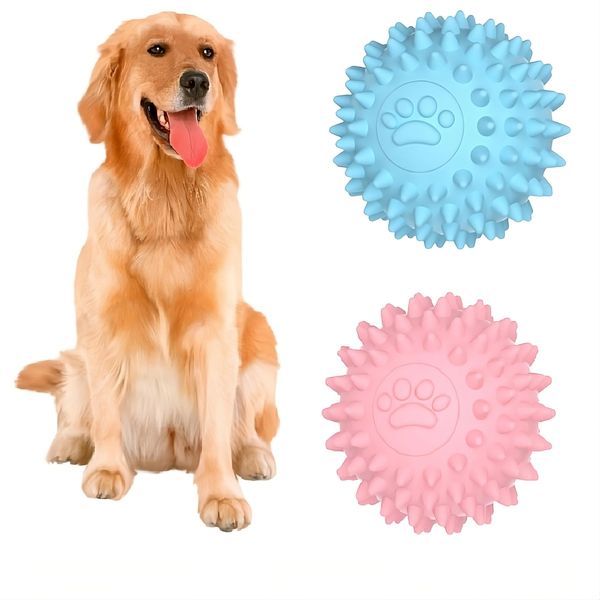 2 Pcs-Spiky Dog Ball | Dog Balls for Aggressive Chewers & Spiky Ball Toy No Squeak Balls for Dogs to Fetch, Indestructible Dog Ball Toy & Rubber Balls for Dogs, Dog Dental Chews for Dogs, TPR Material