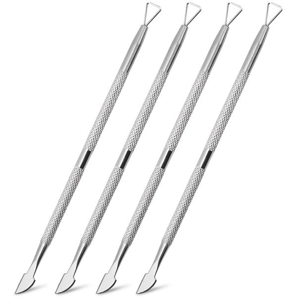 4 Pack Stainless Triangle Gel Nail Polish Remover ，Nail Cuticle Pusher，Cuticle Peeler Scraper Remover Tool for Fingernails and Toenails