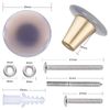 Amogeeli 4pcs Round Stone Brass Cabinet Knobs Set with Screws, Decorative Hook Knobs for Coat Hat Towel