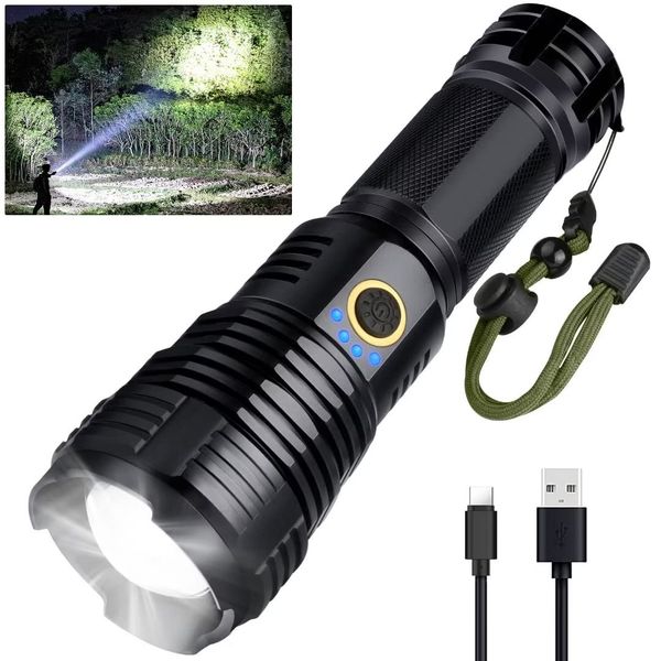 BengMxj Rechargeable LED Flashlights, 990000 High Lumens Flashlight, XHP70 Tactical Flashlight with Zoomable, 5 Modes, Super Bright Waterproof Flashlights for Emergencies, Camping, Hiking, Home